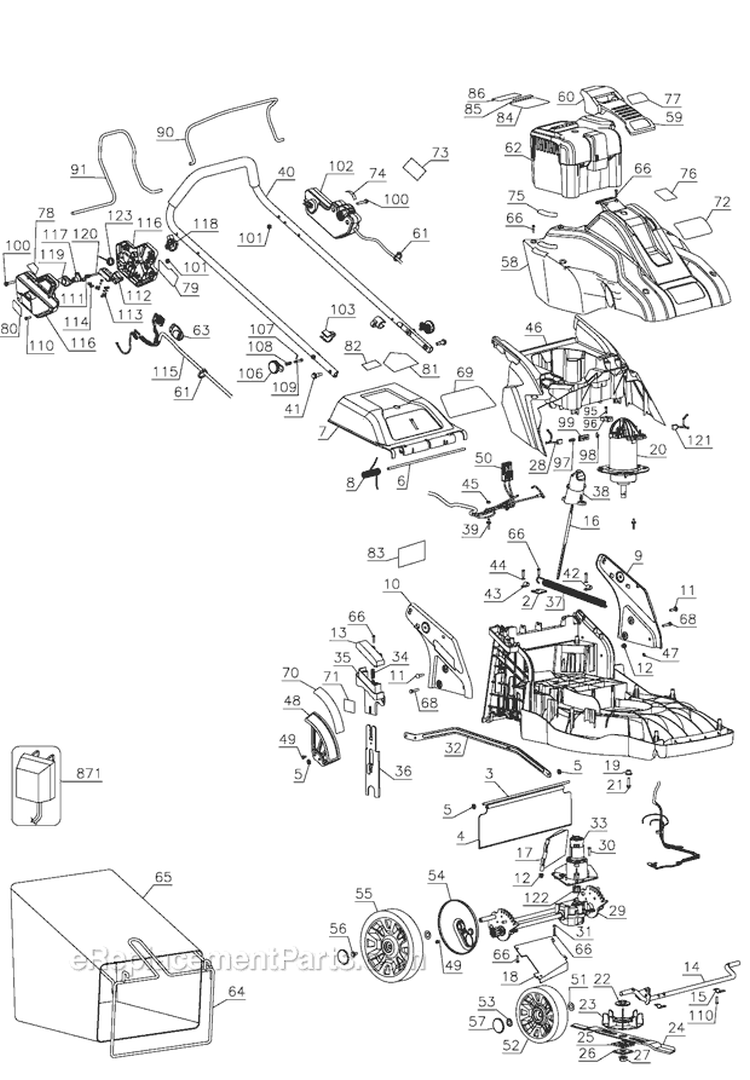 Page A Diagram and Parts List for SPCM1936  Black and Decker Lawn Mower